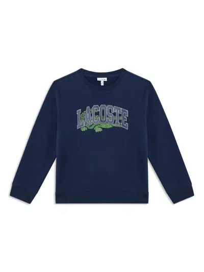 Lacoste Kids' Logo-print Cotton Sweatshirt In Blue