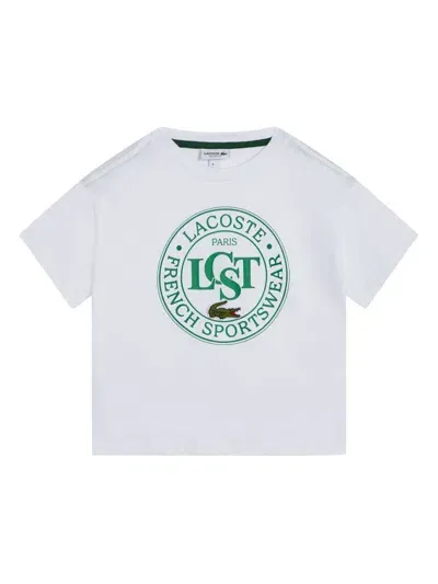 Lacoste Kids' Logo-print T-shirt In White