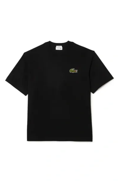 Lacoste Loose Fit Cotton T-shirt In Black