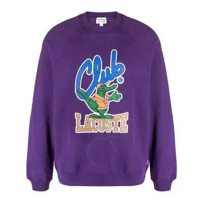 Lacoste Graphic-print Jersey Sweatshirt In Purple