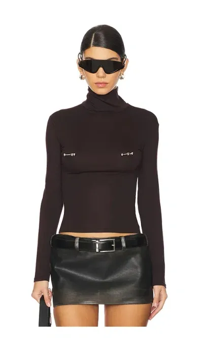 Lado Bokuchava Pierced Turtleneck Top In 초콜렛 브라운