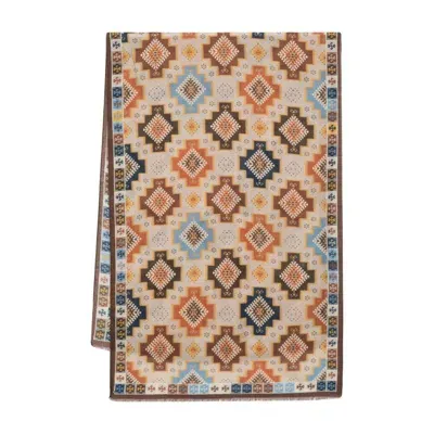 Lady Anne Patterned-intarsia Wool Scarf In Brown