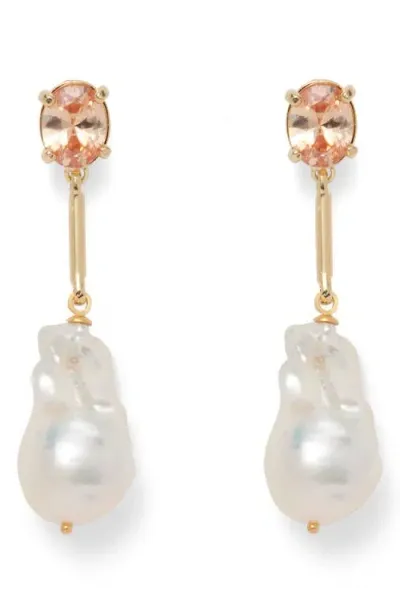 Lady Grey Baroque Pearl Drop Earrings In Gold