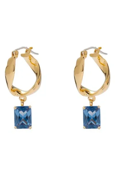 Lady Grey Infinity Hoop Earrings In Gold/blue Zircon