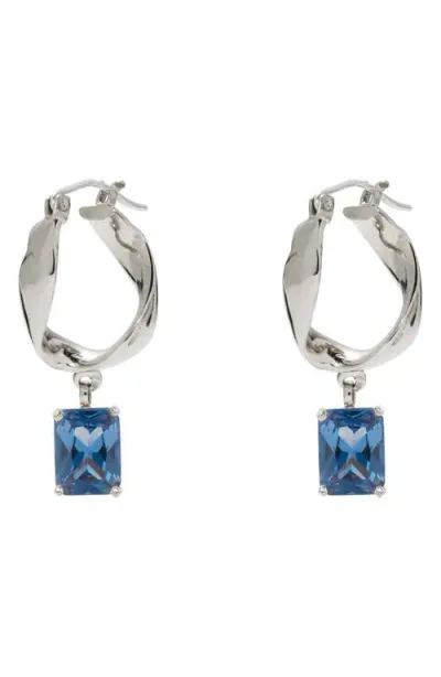 Lady Grey Infinity Hoop Earrings In Silver/blue Zircon