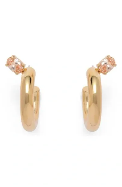 Lady Grey Tilt Hoop Earrings In Gold/peach