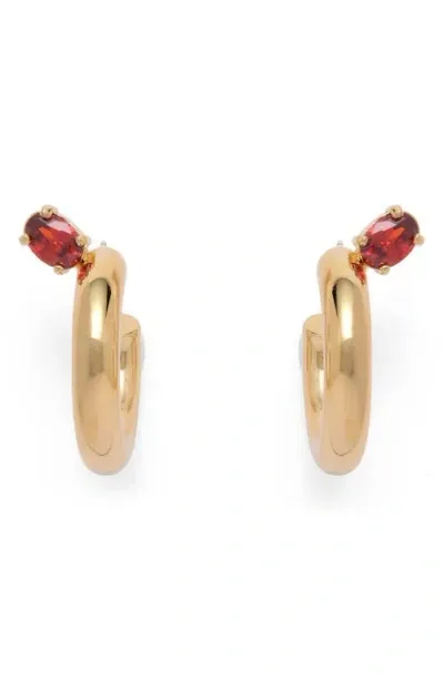 Lady Grey Tilt Hoop Earrings In Gold/red