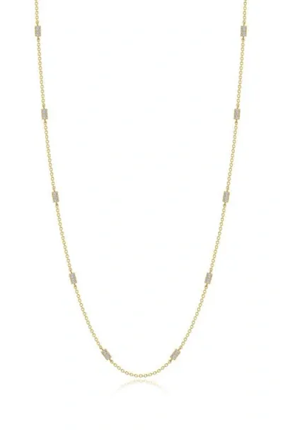 Lafonn Simulated Diamond Station Necklace In Gold/white