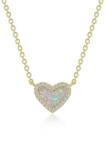 Lafonn Simulated Opal & Simulated Diamond Heart Pendant Necklace In White