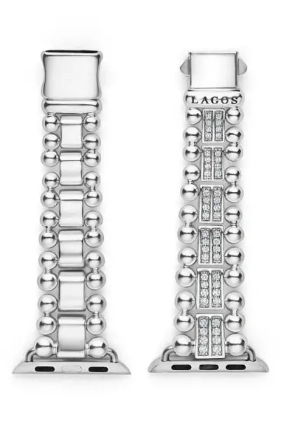 Lagos Smart Caviar Sterling Silver Two Row Diamond Apple Watch Bracelet