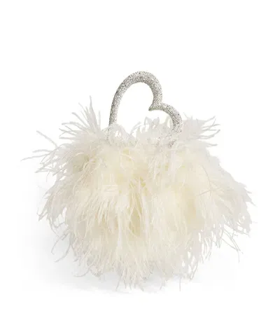 L'alingi Crystal-embellished Feather Clutch Bag In Red