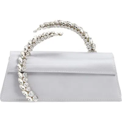 L'alingi Crystal Spiral Handle Satin Clutch In Silver