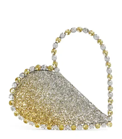 L'alingi Exclusive Glitter Embellished Ombré Love Clutch Bag In Gold