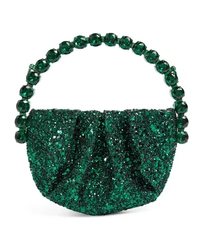 L'alingi Exclusive Micro Glitter Embellished Eternity Clutch Bag In Green