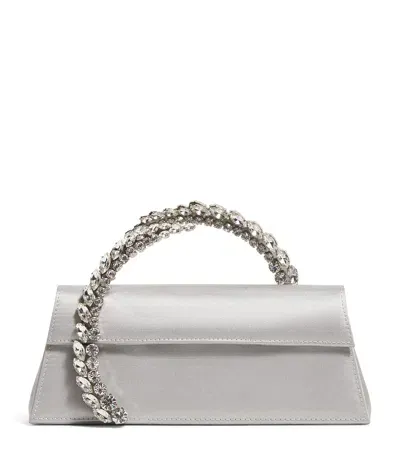 L'alingi Rhinestone-spiral Handle Clutch Bag In Gray