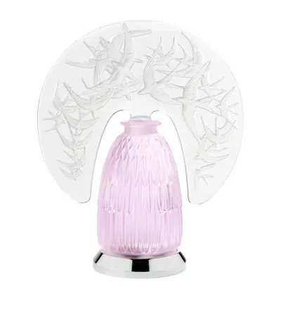 Lalique Rose Nebula Hirondelles Lamp In Pink