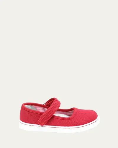 L'amour Shoes Girl's Jenna Canvas Mary Jane Shoes, Baby/toddler/kids In Red