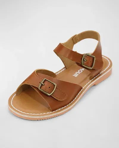 L'amour Shoes Girl's Olympia Buckled Sandals, Baby/toddler/kids In Cognac