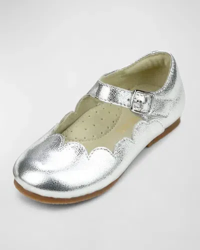 L'amour Shoes Kids' Girl's Sonia Scalloped Flats, Baby/toddlers In Silver