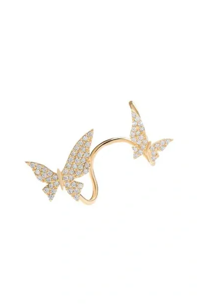 Lana Flawless Double Butterfly Ear Cuff In Yellow