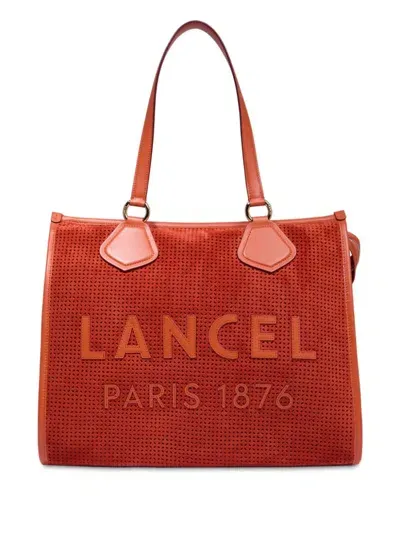 Lancel Large Logo-patch Tote Bag In Orange