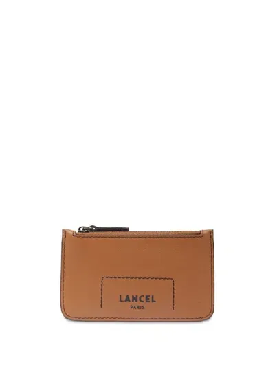 Lancel Logo-print Leather Card Holder In Brown