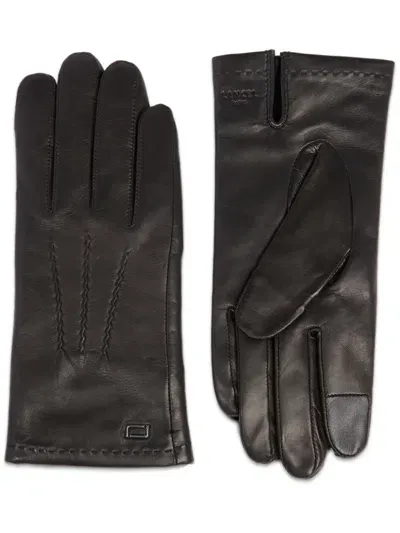 Lancel Sellier Logo-stamp Lather Gloves In Black