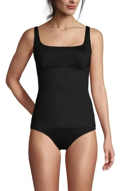 Lands' End Ddd-cup Chlorine Resistant Square Neck Underwire Tankini Swimsuit Top In Black