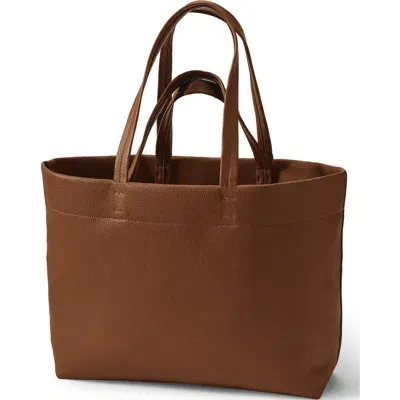 Lands' End Faux Leather Tote In Dark Caramel