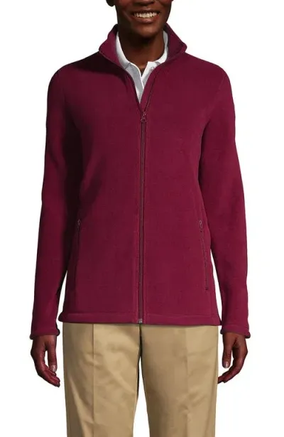 Lands' End Full-zip Mid-weight Fleece Jacket In Burgundy