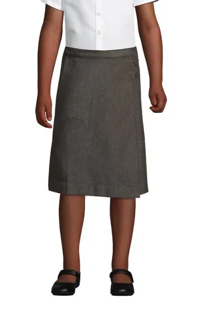 Lands' End Kids'  School Uniform Girls Slim Plaid A-line Skirt Below The Knee In Gray