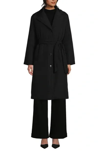 Lands' End Insulated Commuter Trench Coat In Black