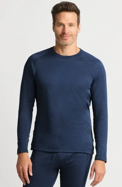 Lands' End Long Sleeve Crew Neck Expedition Thermaskin Long Underwear Top In Light Navy