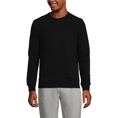 Lands' End Long Sleeve Serious Sweats Crewneck Sweatshirt In Black