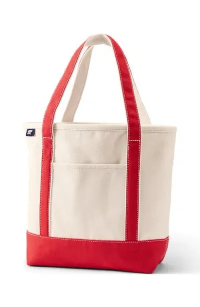 Lands' End Open Top Canvas Tote Bag In Natural/black