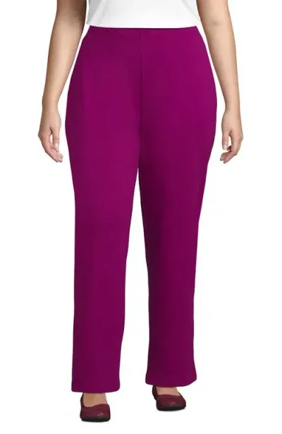 Lands' End Plus Size Sport Knit High Rise Pants In Vivid Berry Pink