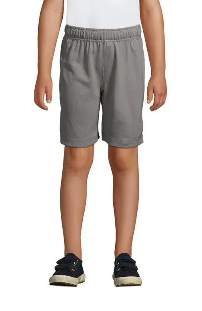 Lands' End Kids'  School Uniform Boys Mesh Gym Shorts In Stone Gray