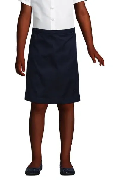 Lands' End Kids'  School Uniform Girls Plus Blend Chino Skort Top Of Knee In Classic Navy