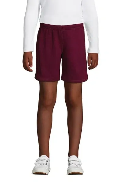 Lands' End Kids'  School Uniform Girls Mesh Gym Shorts In Burgundy