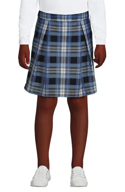 Lands' End Kids'  School Uniform Girls Plaid Skort Top Of Knee In Clear Blue Plaid