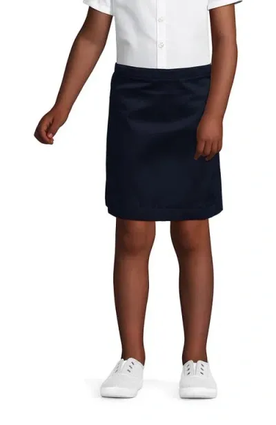 Lands' End Kids'  School Uniform Girls Slim Blend Chino Skort Above Knee In Classic Navy