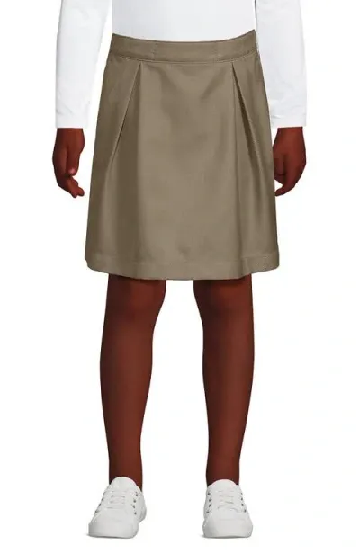 Lands' End Babies'  School Uniform Girls Solid Pleated Skort Top Of Knee In Khaki