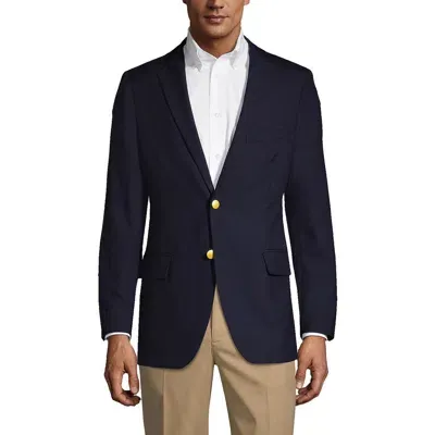 Lands' End School Uniform  Tailored Fit Hopsack Blazer In Deep Navy