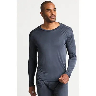 Lands' End Silk Long Underwear Crew Neck In Shale