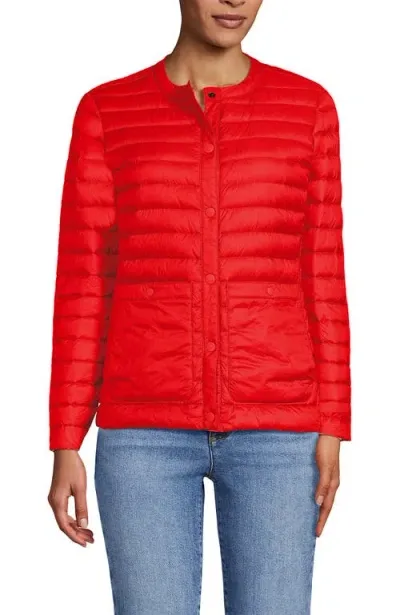 Lands' End Wanderweight Collarless Down Jacket In Sunset Poppy