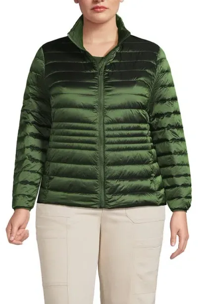 Lands' End Plus Size Wanderweight Ultralight Packable Down Jacket In Estate Green Shine