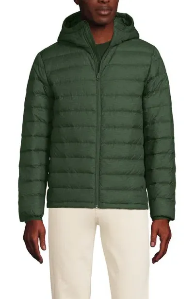 Lands' End Wanderweight Ultralight Packable Hooded Down Jacket In Estate Green Heather