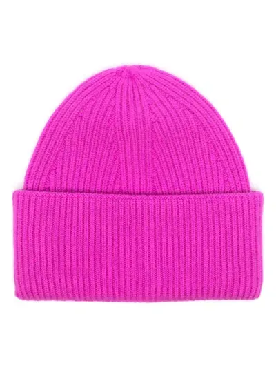 Laneus Ribbed Beanie Hat In Pink