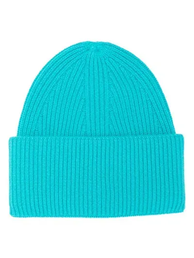 Laneus Ribbed-knit Cashmere Beanie In Blue