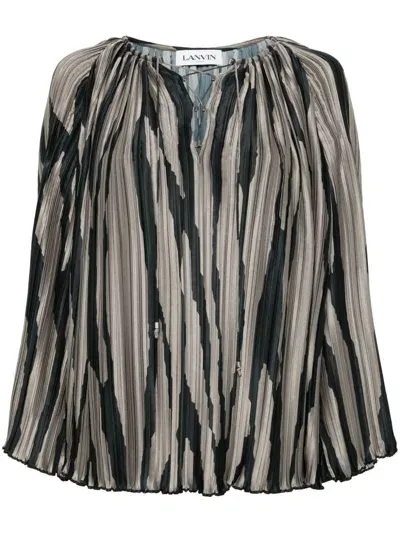 Lanvin Abstract-print Blouse In Grey